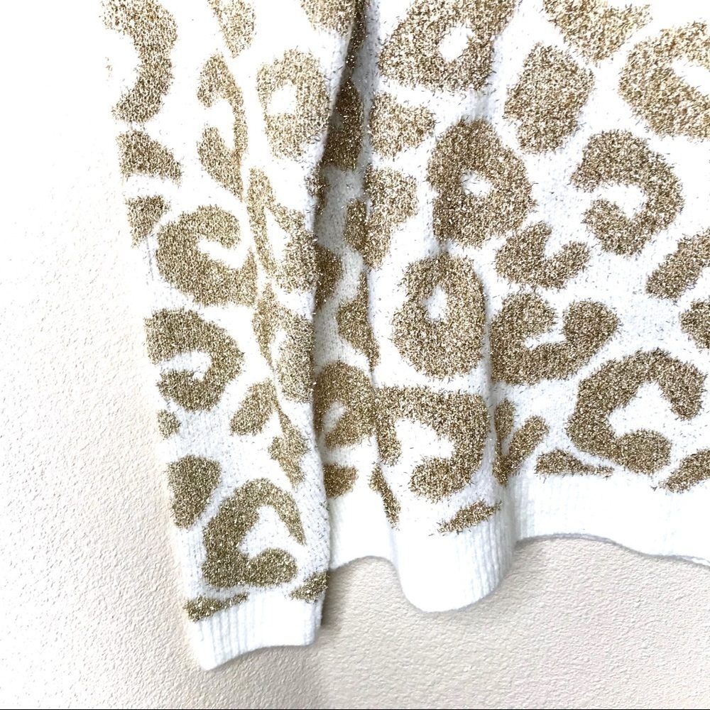 BELLDINI White & Gold Leopard Print Sweater - Picture 7 of 8
